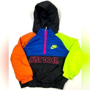 Nike Windbreaker 1/2 Zip Jacket 2T Black Blue Sporty Athletic Lightweight